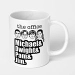 the office michael dwight pam and jim ceramic coffee mug